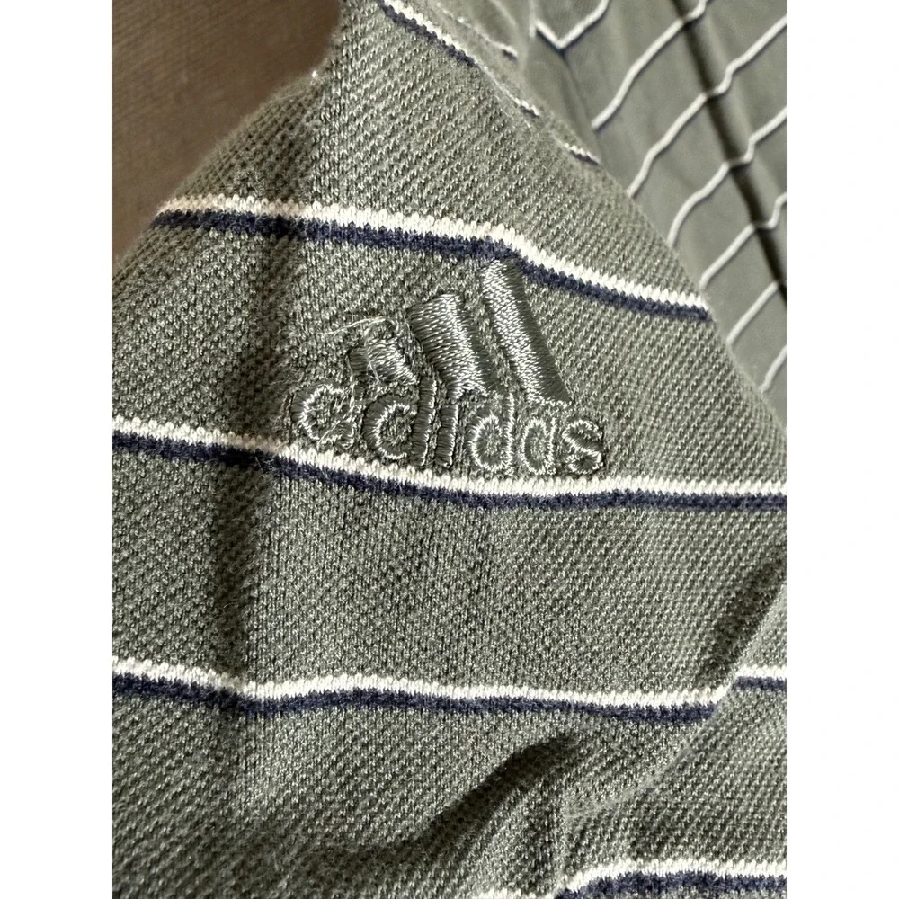 Adidas Mens Large Polo Shirt Olive Green Striped The Georgia Club Mercerized L